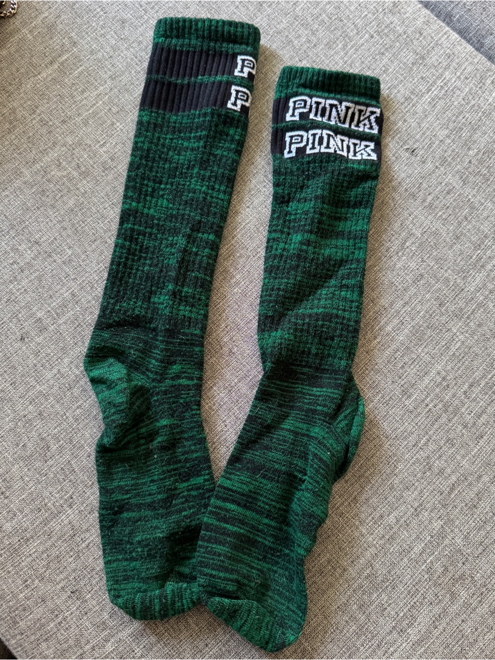 PINK Victoria's Secret Green Marled Knee-High Socks